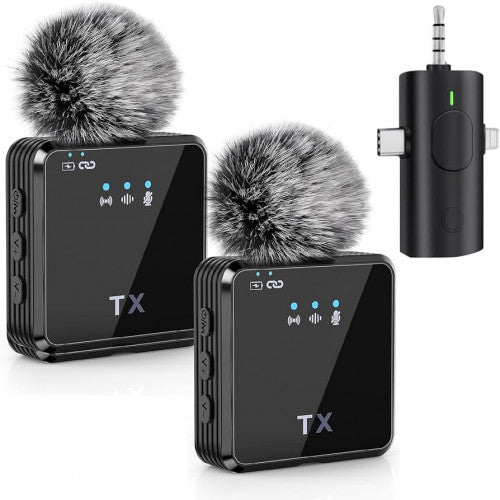 2 Micrófono Inalámbrico con Cancelación de Ruido (Iphone/Android/Cámara)
